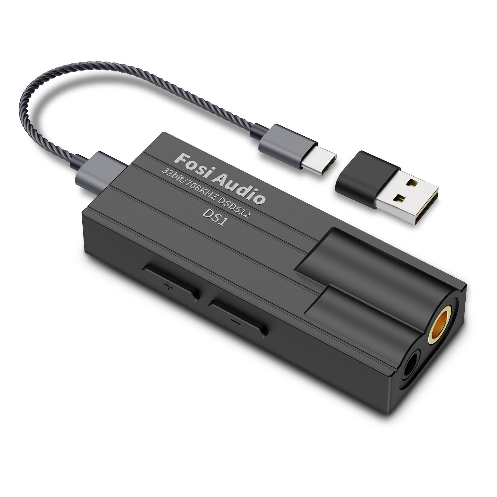 Fosi Audio DS1 DSD512 HiFi DAC Headphone Amplifier Mini Audio USB DAC Amp Support 32bit/768kHz with 3.5MM & 4.4MM Dual Outputs